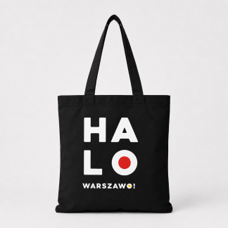 Torba materiałowa „Halo Warszawo” z czarnymi uszami