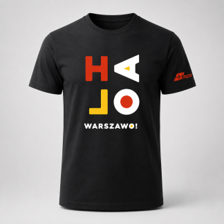 Koszulka męska „Halo Warszawo” czarna
