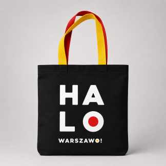 Torba materiałowa „Halo Warszawo” z kolorowymi uszami